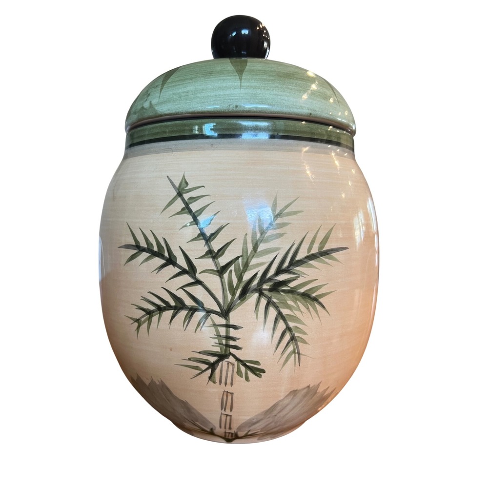Sauvignon West Indies Ceramic Palm Tree Lidded Canister Cookie Jar Tropical